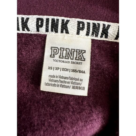 Victoria's Secret Pink Burgundy Pullover Half Zip Sweatshirt Jacket size XS - Picture 3 of 10